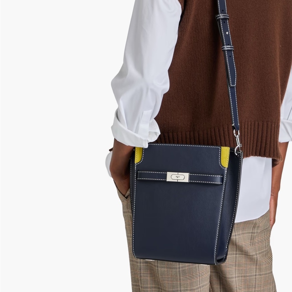 Tory Burch Pebbled Leather Lee Radziwill Double Bucket Bag